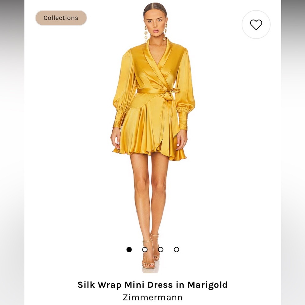 Zimmerman Silk Wrap Mini Dress in Marigold